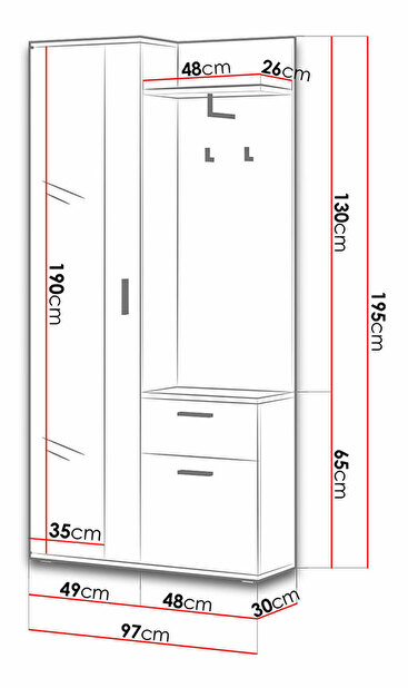 Skříň do předsíně Climax (dub sonoma + bílá)