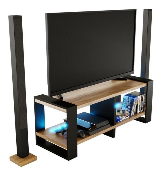 LED TV Stolek Nico (craft zlatý + černá)
