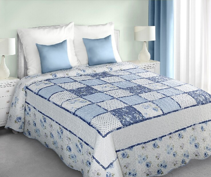 Přehoz na postel 240x220 cm Adria (bílá + světle modrá)