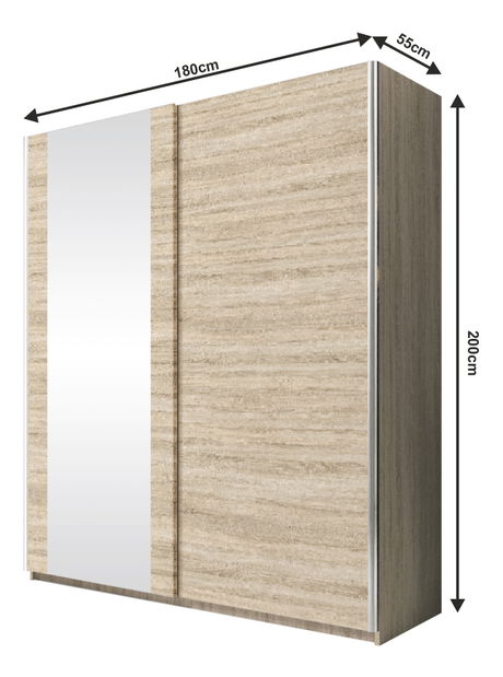 Šatní skříň s posuvnými dveřmi Briana 180 (dub sonoma)