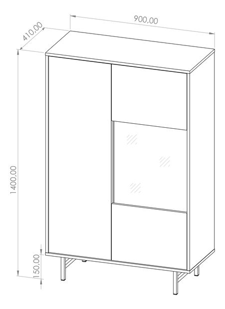 Vitrína Presto WIT90 (černá matná + captains deck)