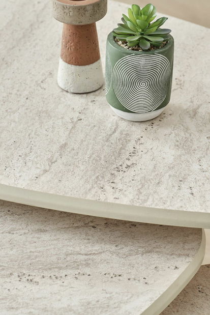 Set 3ks. konferenčních stolků Alva (travertin)