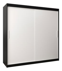 Šatní skříň 200 cm Toki (Černá matná + Bílá matná)