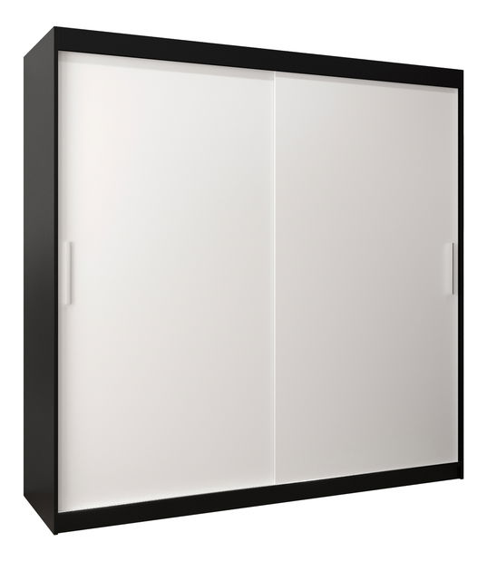 Šatní skříň 200 cm Toki (Černá matná + Bílá matná)