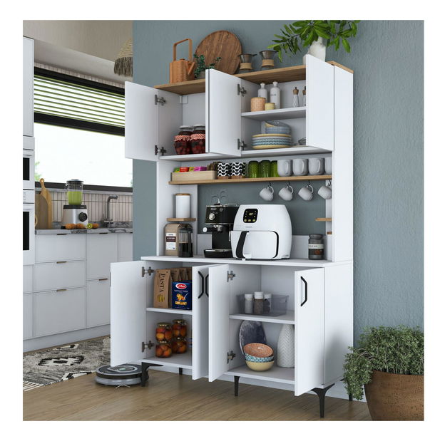 Policová skříň Jenaretta 176 (bílá + ořech)