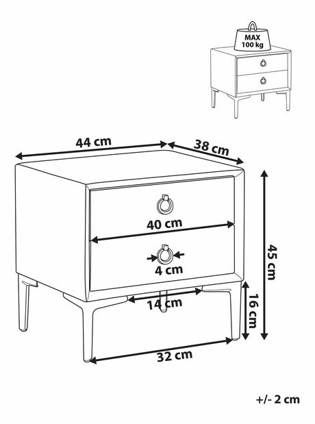 Noční stolek SANAZA (šedá)