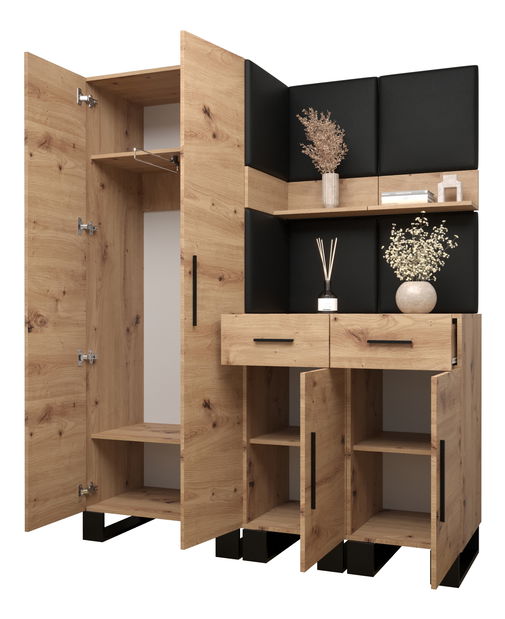 Předsíňová sestava Amanda 7 (dub artisan + růžová)