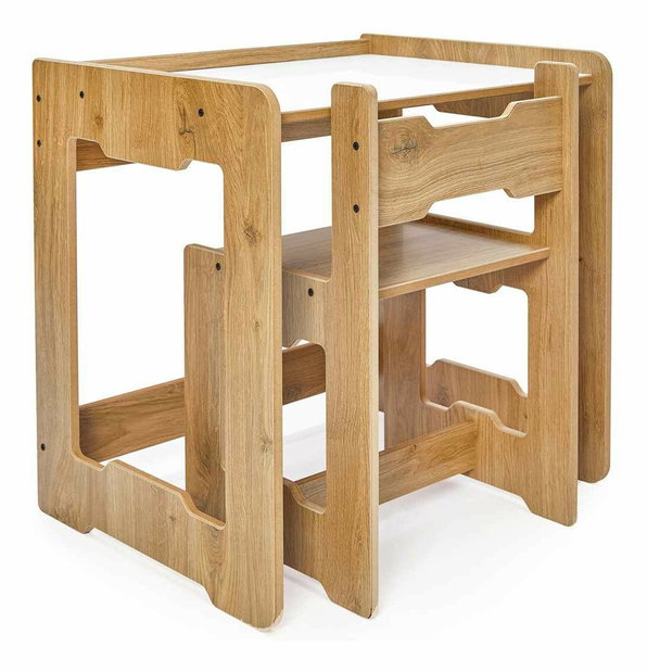  Set dětský stolek a židle Sease 2 (bílá + naturální)
