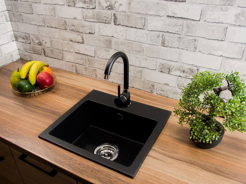 Kuchyňský dřez Donius (černá) (se 3 otvory pro baterii)