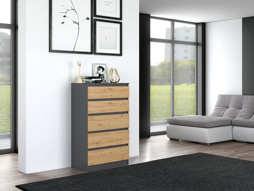 Komoda Musecalo 4 (antracit + dub artisan)