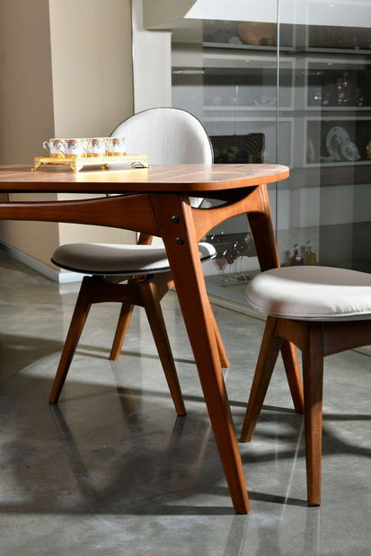 Jídelní set Toukuta (Ořech + Krémová)