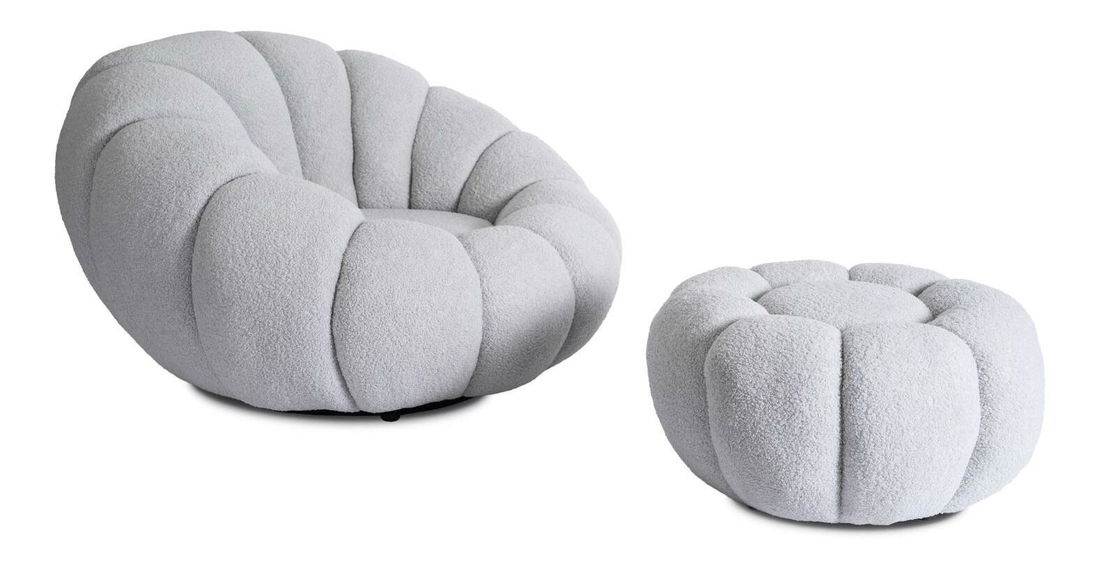 Křeslo Pague (šedá) (s taburetkou)