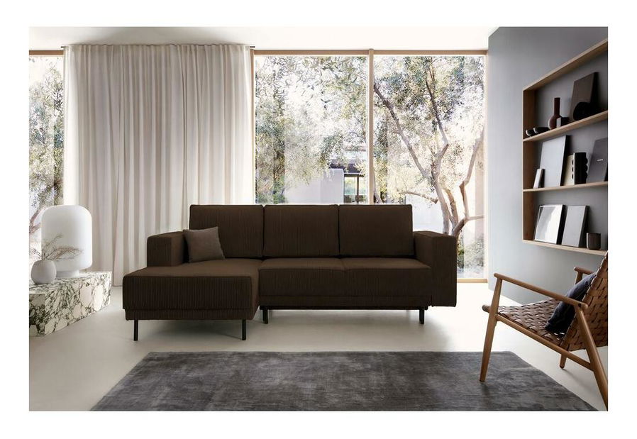 Rohová sedací souprava Rodriguez mini (L) (tmavobéžová + černá)