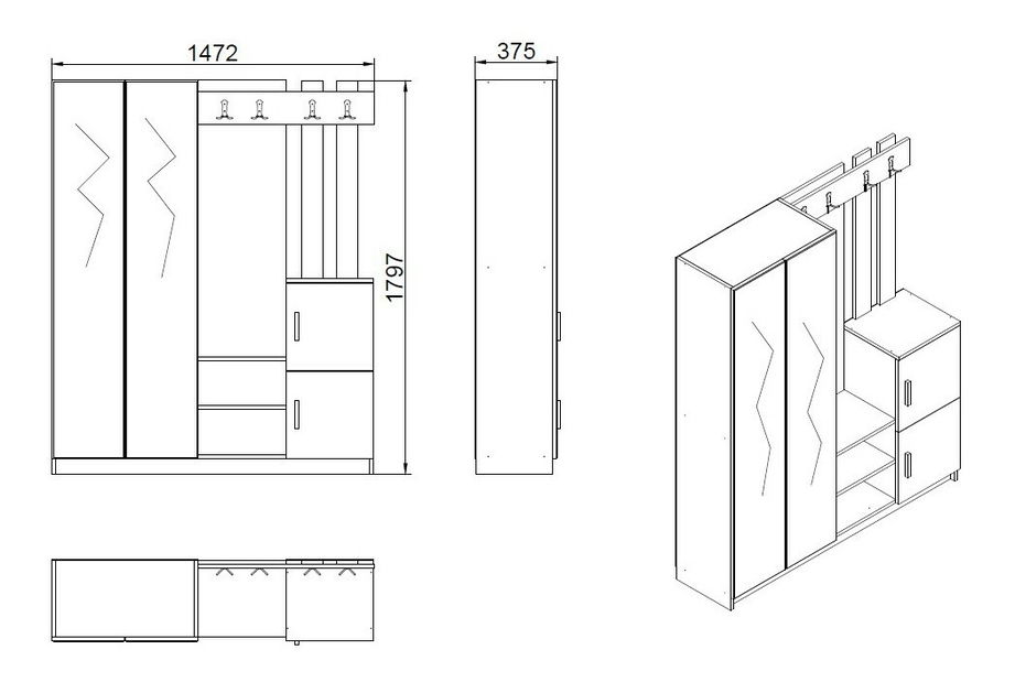 Předsíň Dede 7 (Borovice antlantic + Bílá)