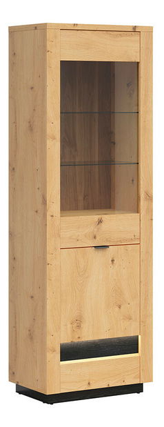 Vitrína BRW Ostia REG1D1W/20/7 (dub artisan + dub černý)