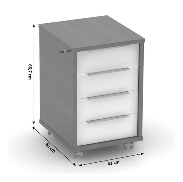 Kancelářský kontejner se zámkem Hamila NEW TYP 30 (grafit + bílá)