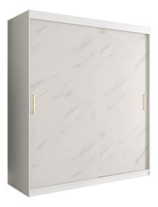 Šatní skříň 180 cm Marbelo T (matná bílá + bílý mramor)