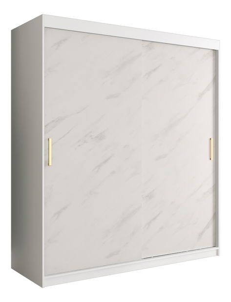 Šatní skříň 180 cm Marbelo T (matná bílá + bílý mramor)