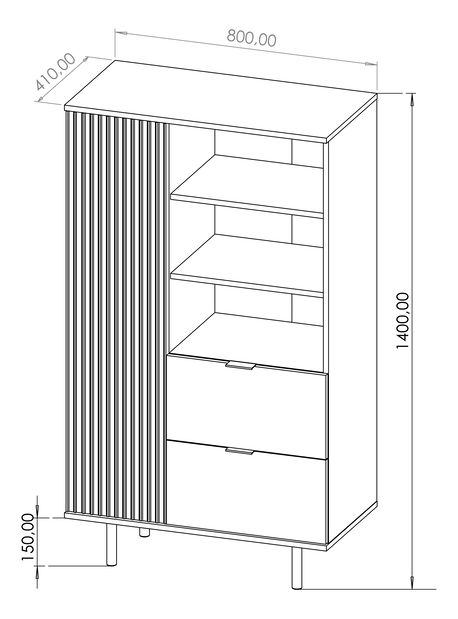 Policová skříň Nalani R1D2SZ (kašmírová)