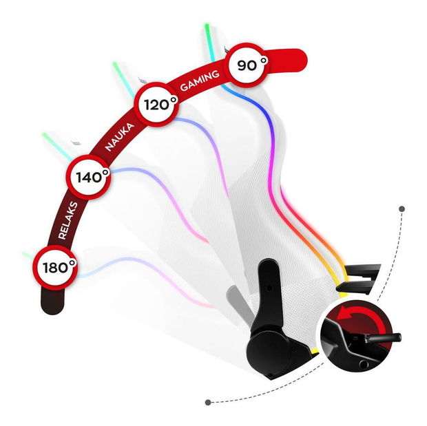 Herní křeslo Fusion 6.2 (bílá + vícebarevná) (s LED osvětlením)