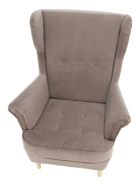 Křeslo ušák Repetidas (béžovošedá + buk)