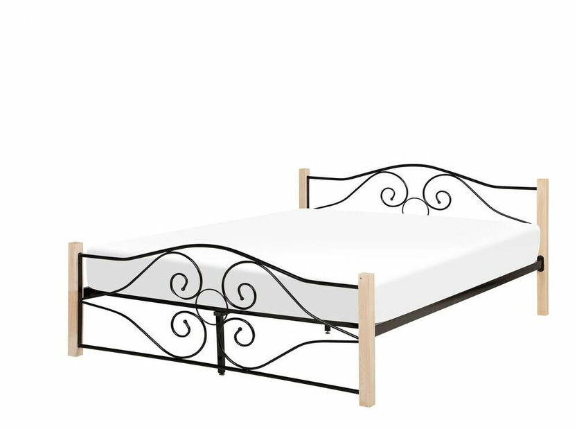 Manželská postel 160 cm FLANGE (s roštem) (černá)