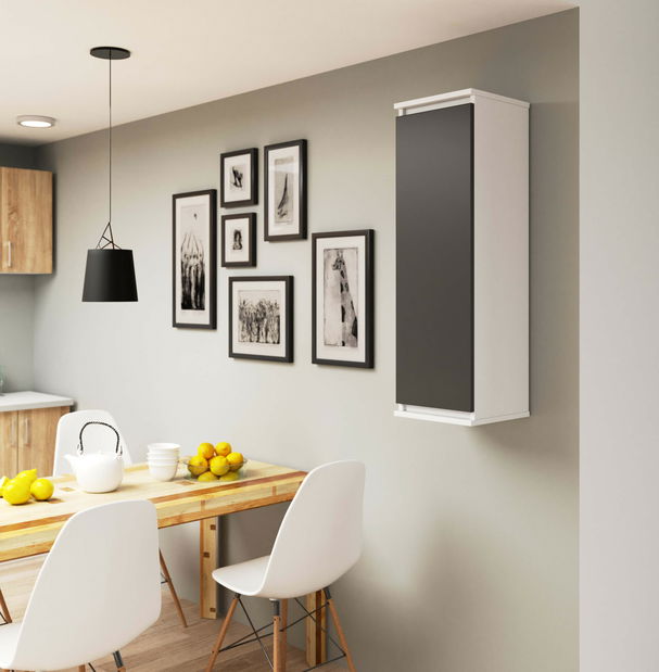 Potravinová horní kuchyňská skříňka Windor (bílá + grafit)