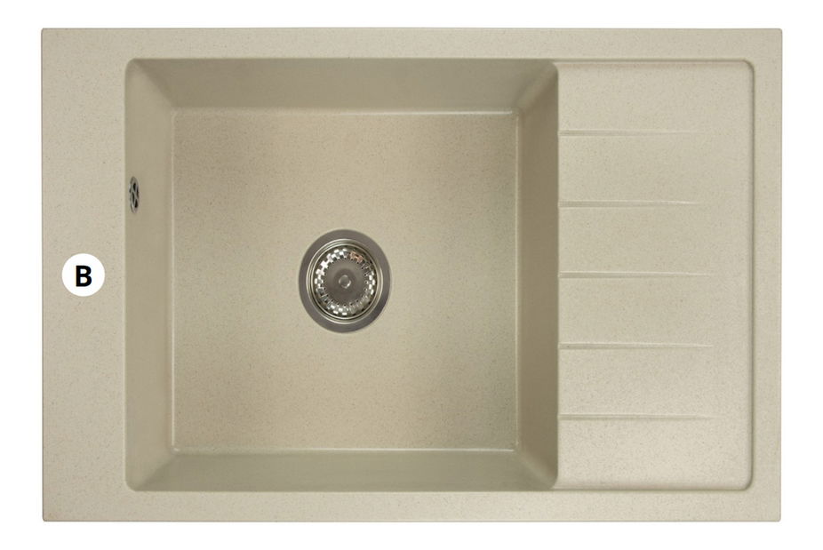 Kuchyňský dřez Lurano (černá + textura) (s 1 otvorem pro baterii) (P)