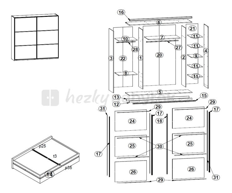Šatní skříň BRW CREATIO SZF/22/25