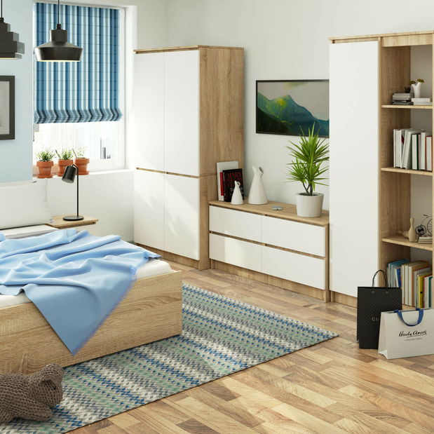 Šatní skříň Sinfin (dub sonoma + bílá)