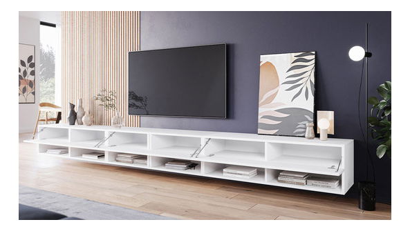 TV skříňka Adenuk 300 (bílá + lesk bílý)