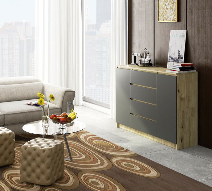 Komoda Keanu IV (dub artisan + šedá)