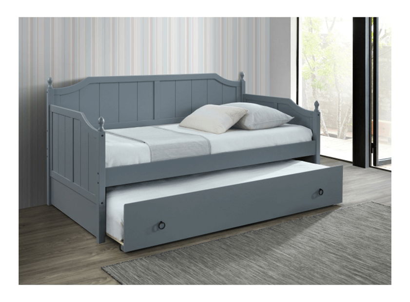 Jednolůžková postel s přistýlkou 90 cm Byrma (šedá) (s rošty)