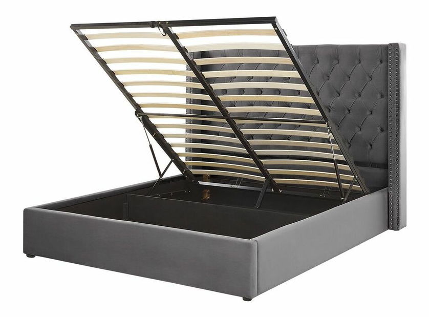 Manželská postel 160 cm LUBECK (polyester) (šedá) (s roštem) *výprodej