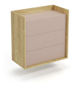 Komoda Mozelle 3S (hikor + růžová)