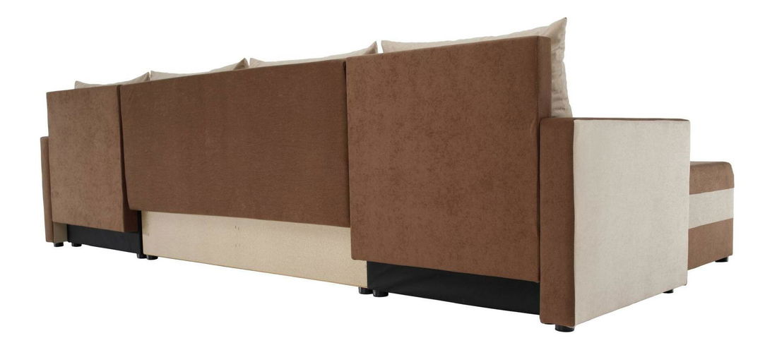 Rohová sedačka ve tvaru U Paulati (hnědá + béžová) (rozkládací s úl. prostorem)