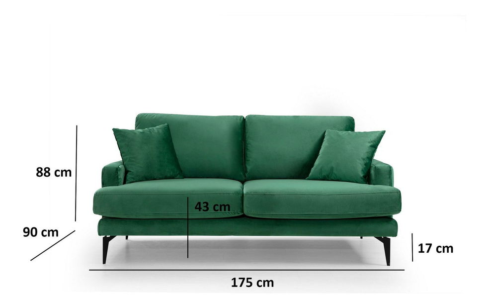 Pohovka dvousedačka Papirolla (zelená + černá)