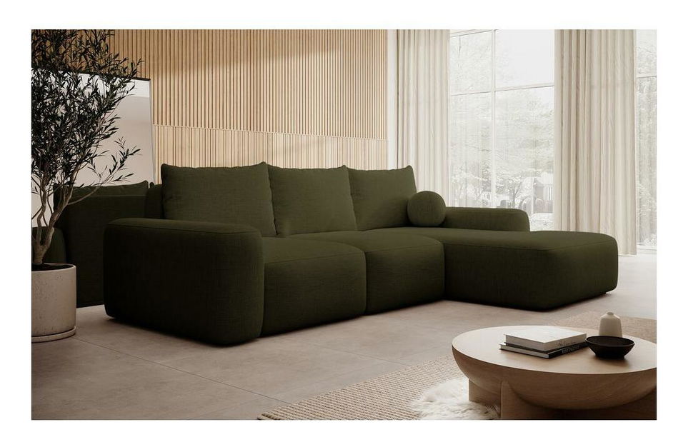 Rohová sedací souprava Carlito (P) (olivová + černá)