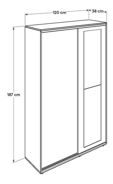 Skříň s posuvnými dveřmi Primrose (bílá) (se zrcadlem)