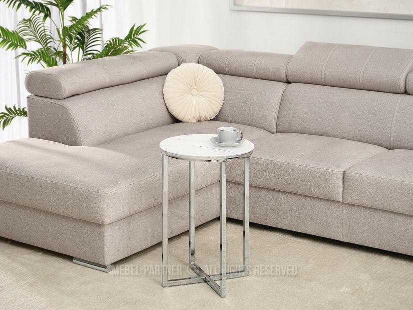 Konferenční stolek Calvis (bílý mramor + chromová)