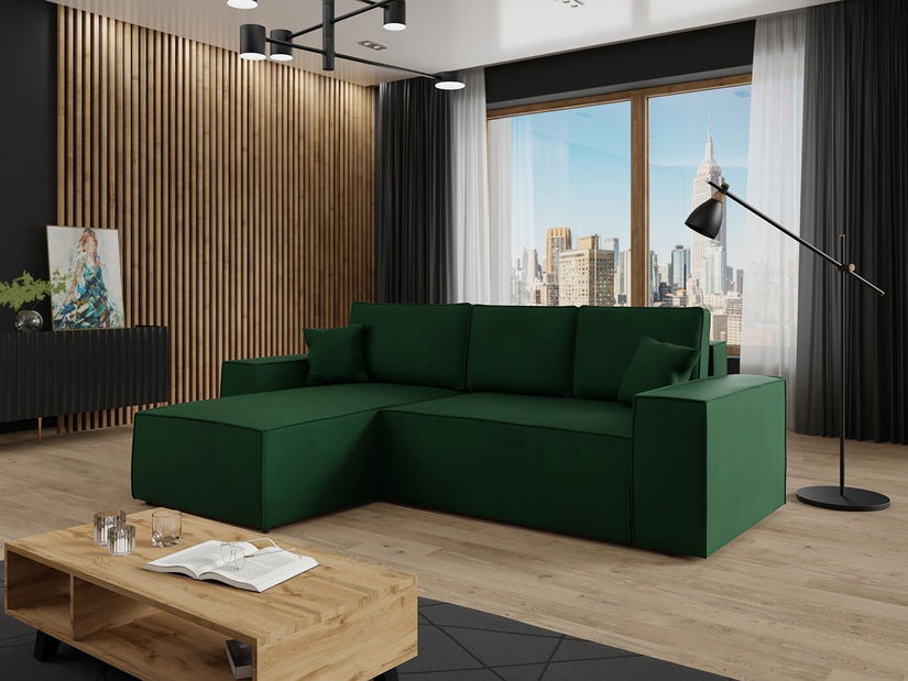 Rohová sedací souprava Miramos L (tmavě zelená)