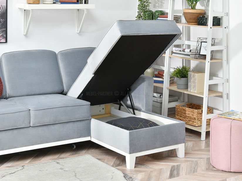 Rohová sedačka Biblioteca (šedá + bílá)