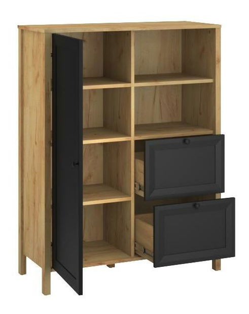 Regál Bruselas (dub craft zlatý + černá)