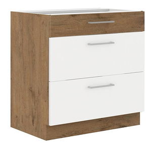 Dolní kuchyňská skříňka Bronte 80 D 3S BB (dub lancelot + bílý lesk)