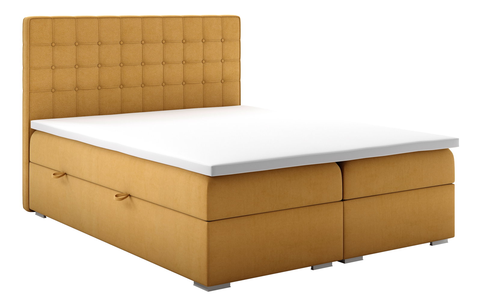 Boxspring postel 140 cm Candy (hořčicová) (s úložným prostorem)