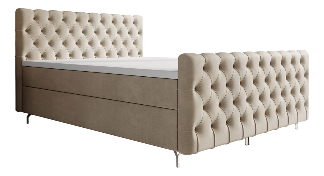Manželská postel 140 cm Clinton Comfort (béžová) (s roštem, s úl. prostorem)