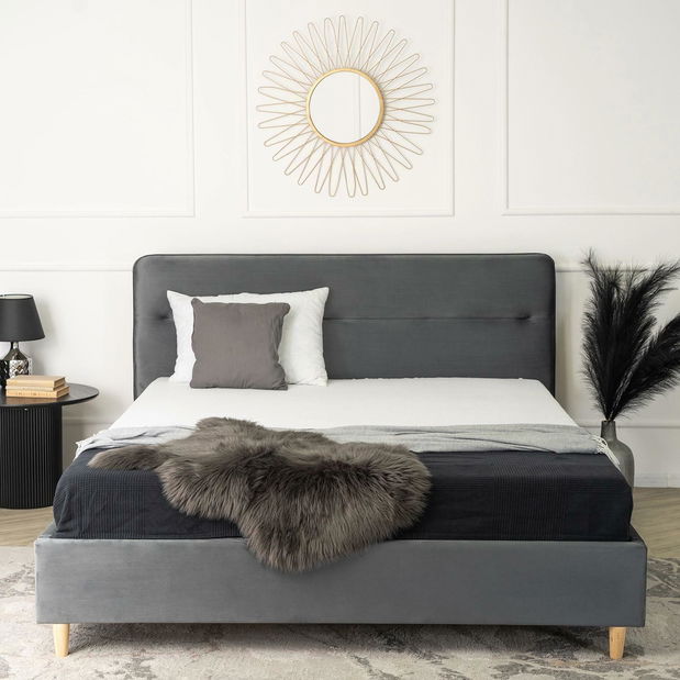 Manželská postel 160 cm Beasain (šedá) (s roštem)