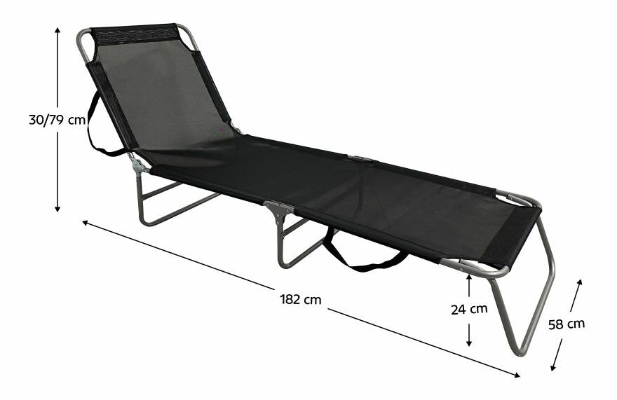 Zahradní lehátko KALEO (černá + šedá)
