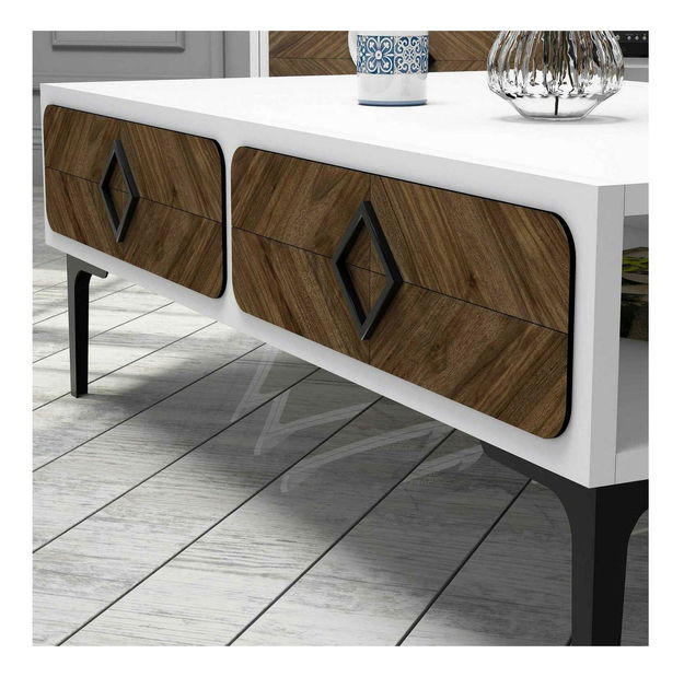 Sestava nábytku do obývacího pokoje Simba (bílá + ořech)