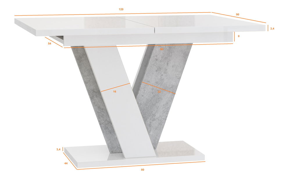 Jídelní stůl Venag (lesk bílý + kámen) (pro 4 až 6 osob)